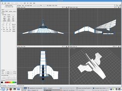 AC3D (www.ac3d.org) being used to edit a 3D space ship model