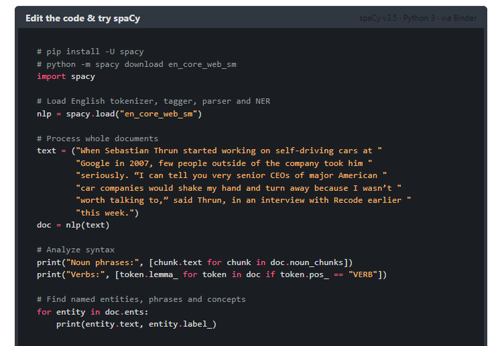 spaCy Screenshot 1
