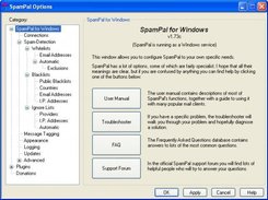 Main screen of the SpamPal options window