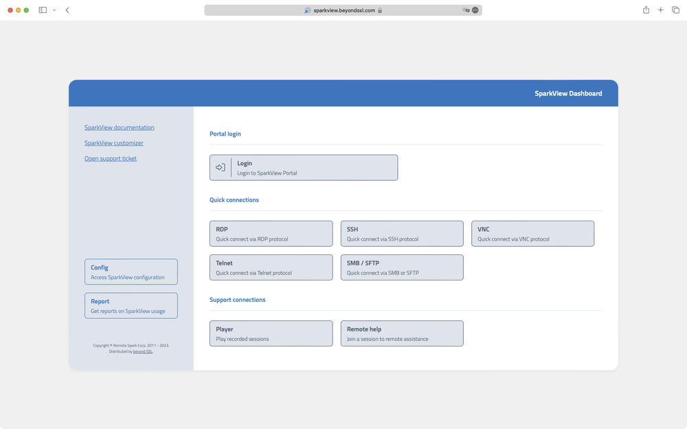 SparkView Dashboard - Quick overview of the most important functions