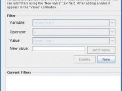 The screen for adding FILTERs to the query.