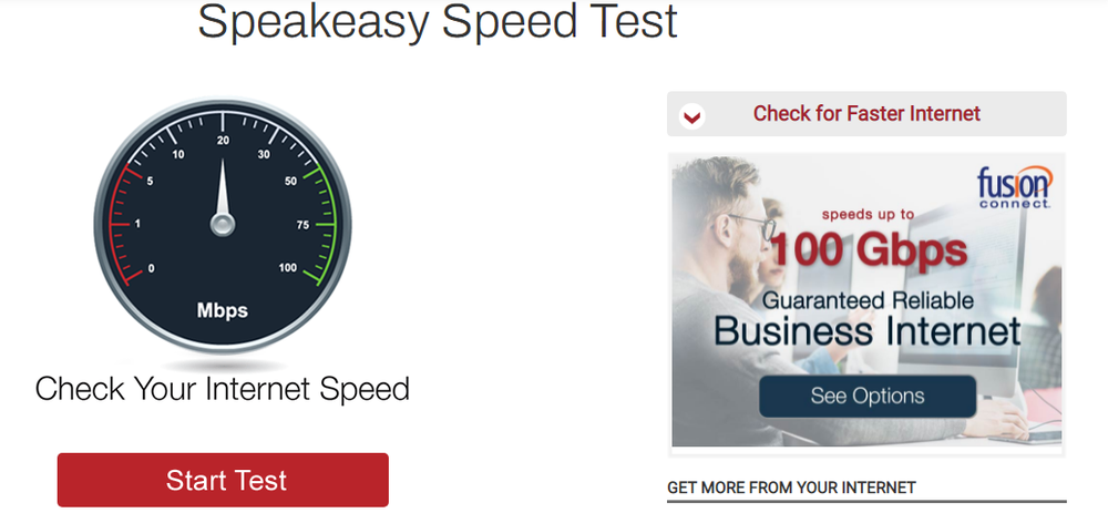 Speakeasy Speed Test Screenshot 1