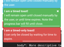 Mobile view of toasts