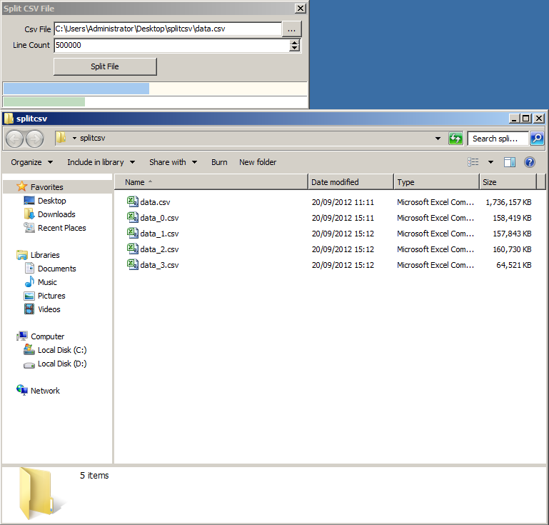 Csv file splitter windows