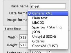 Output formats menu.
