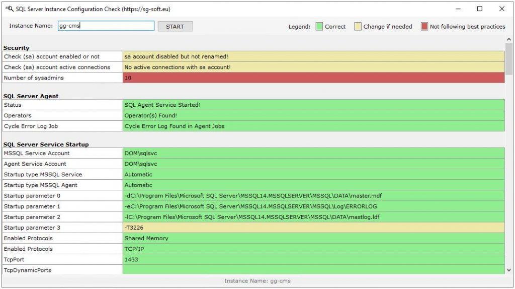 Конфигурация проверки SQL Server (переносимая)