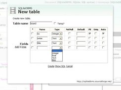 SQLiteDBMS client Table builder