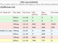 Snippet from SSAM log display