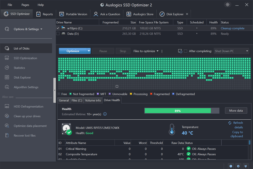 SSD Health and Usage Overview