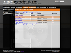 Main admin interface in French