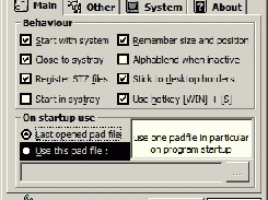 Options screen