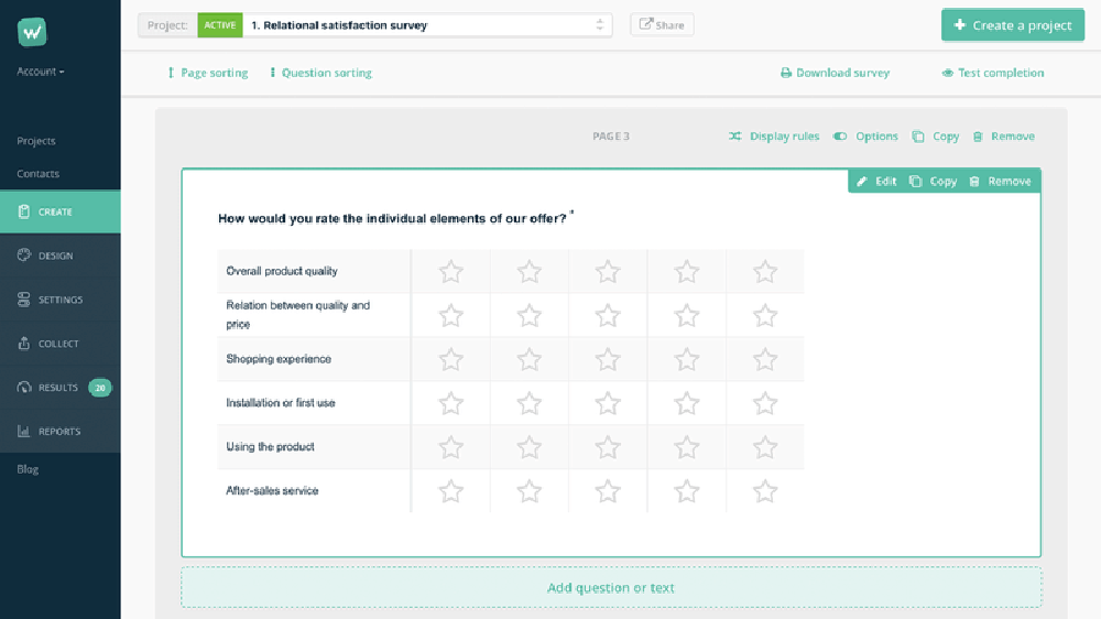 Homepage - Startquestion - create online surveys and forms