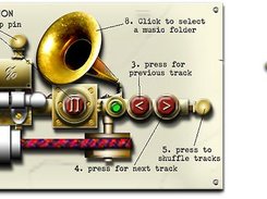 Steampunk Media Player Yahoo Widget with help and on the desktop