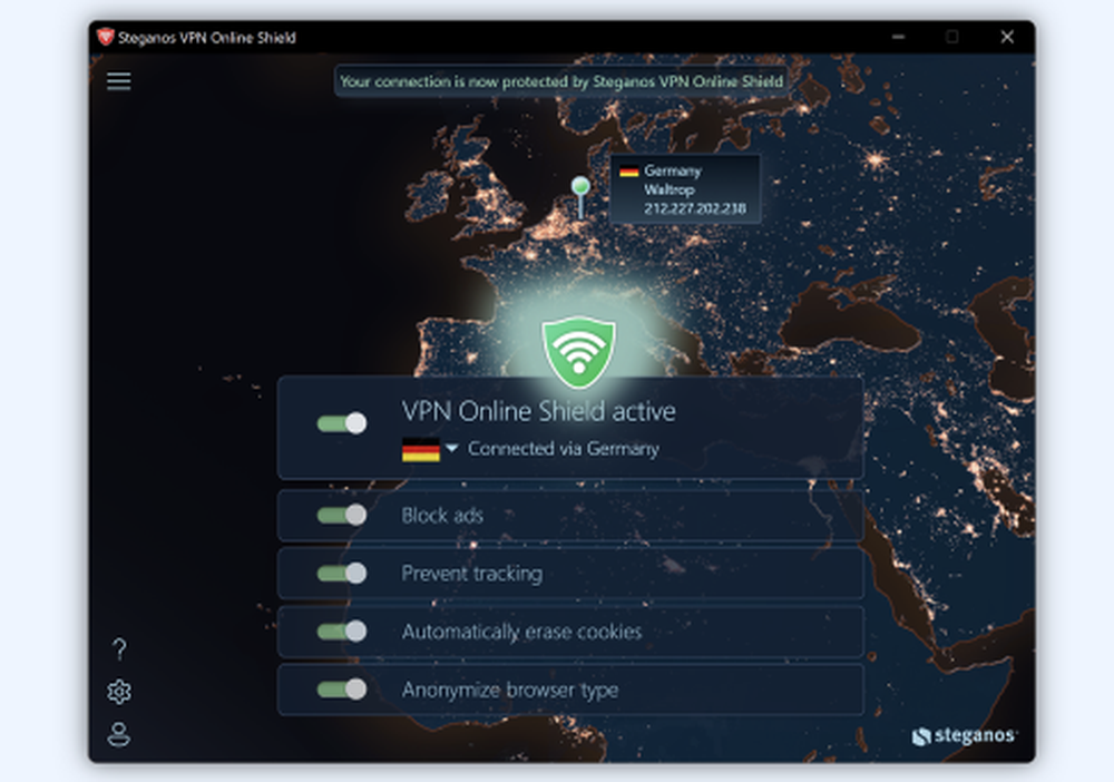 Steganos VPN Online Shield Screenshot 1
