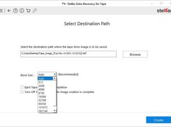 Click Browse to select a location, choose the Block Size, and click Create.