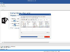 The software shows progress of the Excel file repair process.