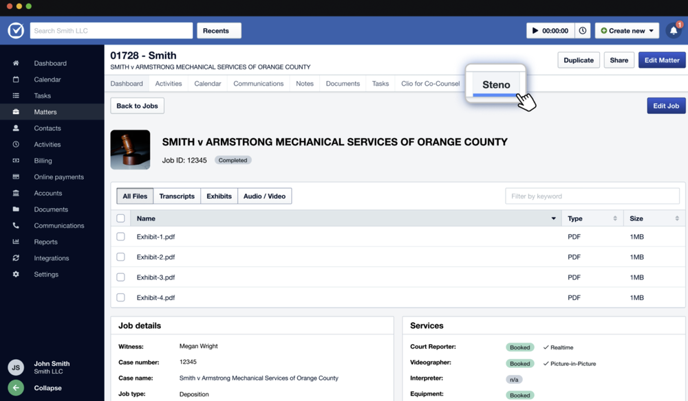 Steno Court Reporting Screenshot 1