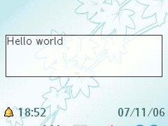 The standby screen with a simple note