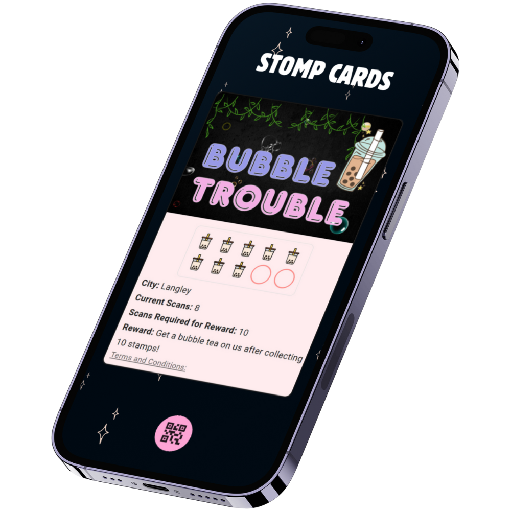 Loyalty card example from Bubble Trouble