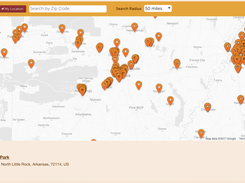 Customer example - full screen map with store list below