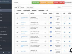 The store management page. Import, Export and Edit