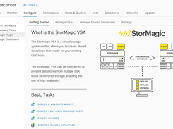 Screenshot of StorMagic SvSAN plugin in VMware vCenter. SvSAN is fully integrated and certified in vCenter for seamless deployment and configuration.