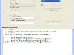 Filter builder form for creating collection filter criteria