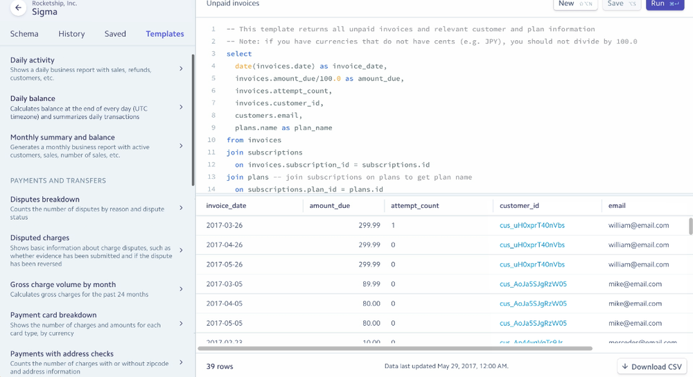 Stripe Sigma Screenshot 1