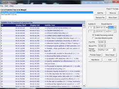 The main window (including the subtitle preview table)