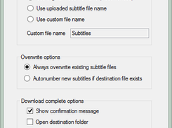Options window