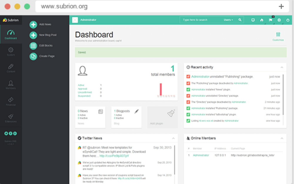 Subrion CMS Screenshot 1