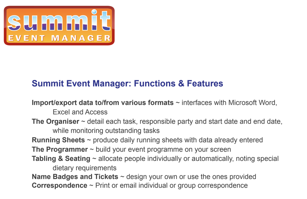 Summit Event Manager Screenshot 1