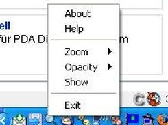 Super Magnifier icon in the traybar, with menu.