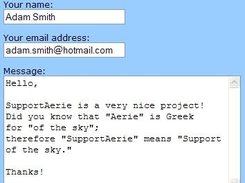 The contact us form - as seen by the visitor