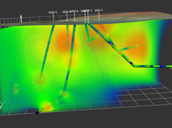 Visualize drillhole paths and 3D volumes for a holistic view of your area of interest. 