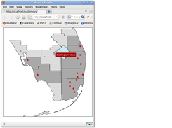 Hover over markers over regions.