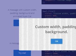 A message with custom width, padding, background and animated Nyan Cat