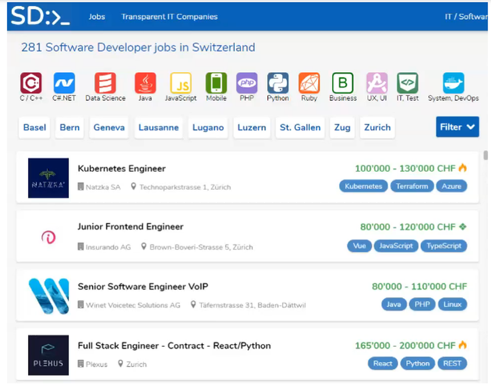 SwissDevJobs Screenshot 1