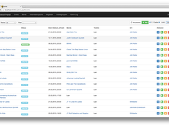 Screenshot of the Admin panel showing all Events (and associated bands)