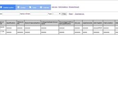  Database Showing browse option, with search and filter option along with download csv feature.
