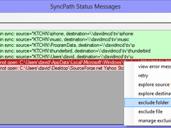 exclude folder from errors shown on log screen