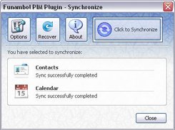 Funambol PIM Plugin - Sync dialog