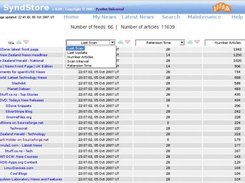 Statistics Page showing Column Title Dropdowns and Ordering