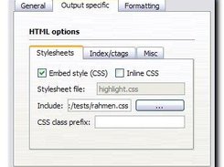 Output specific options pane