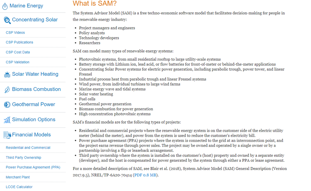 System Advisor Model (SAM) Screenshot 1