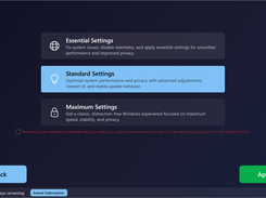 Main Page, Select from three best settings for windows 10/11
