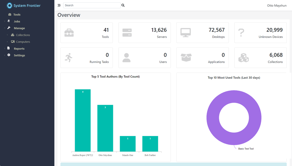 Main dashboard