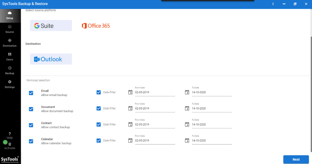 SysTools Google Apps Backup Screenshot 1