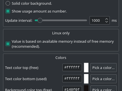 Linux options window (kde)