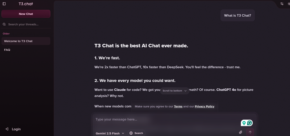 T3 Chat Screenshot 1
